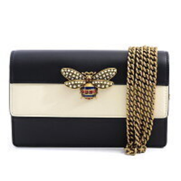 Gucci Handbags - Gucci Queen Margaret Chain Wallet Shoulder Bag Black White